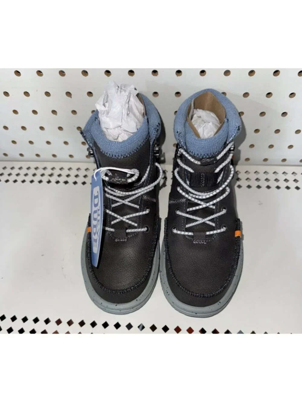 Hey Dude Bradley Boot Boys Youth Casual Leather Boots Size 1 Gray Black Blue